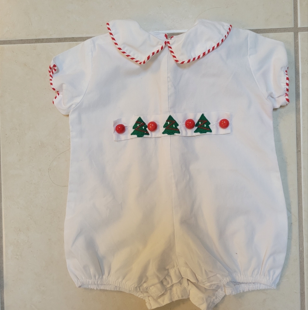 White Baby Romper with Red Accents